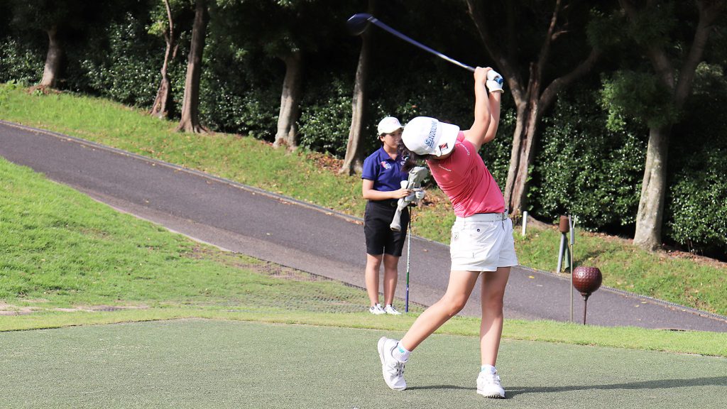 SSSゴルフ 佐々木正樹 ゴルフアカデミー ジュニア ドライバーショット ムーンレイクゴルフクラブ 鞍手コース 中コース ティーグラウンド